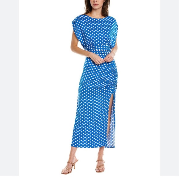 FREE PEOPLE
Lakeside Hearts Print Cutout Rushed Midi Dress In Blue Size XL - Picture 2 of 14